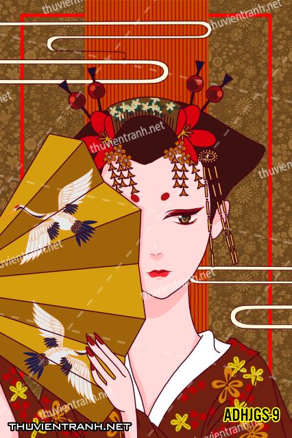 Tranh dán tường Cô gái  Nhật Bản mặc kimono, tranh minh họa cô gái Nhật Bản xưa -ADHJGS-9 - Kết quả tìm kiếm tranh tường